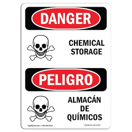Signmission Safety Sign, OSHA Danger, 18" Height, Aluminum, Chemical Storage Bilingual Spanish OS-DS-A-1218-VS-1723